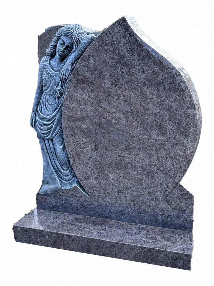The Chessa angel memorial headstone in blue polished