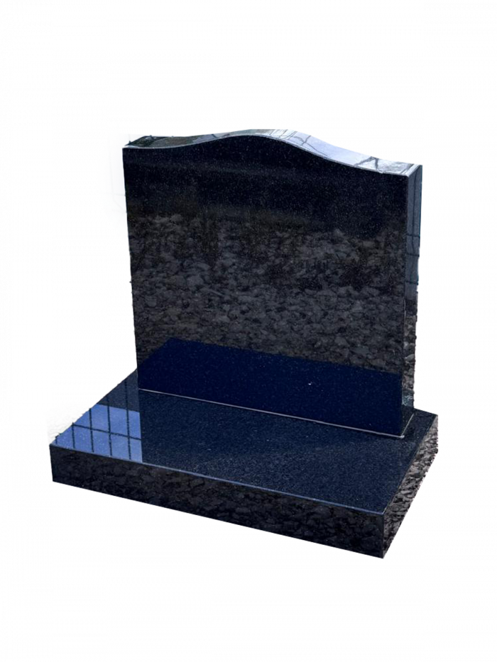 Saddle top all polished black memorial headstone